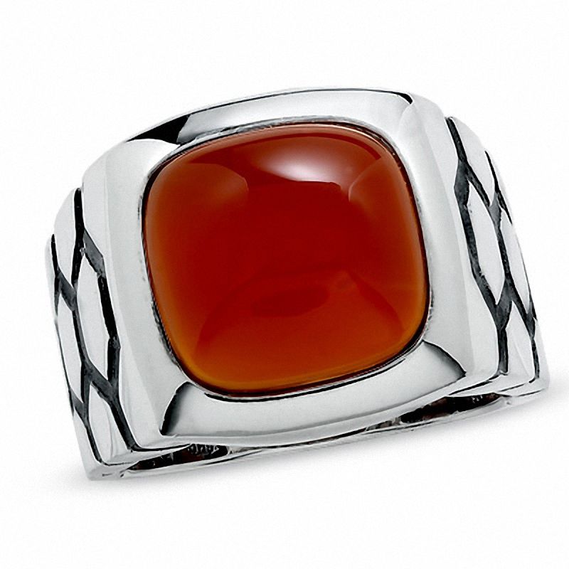 Main Image 1 of Men's Carnelian Ring in Sterling Silver