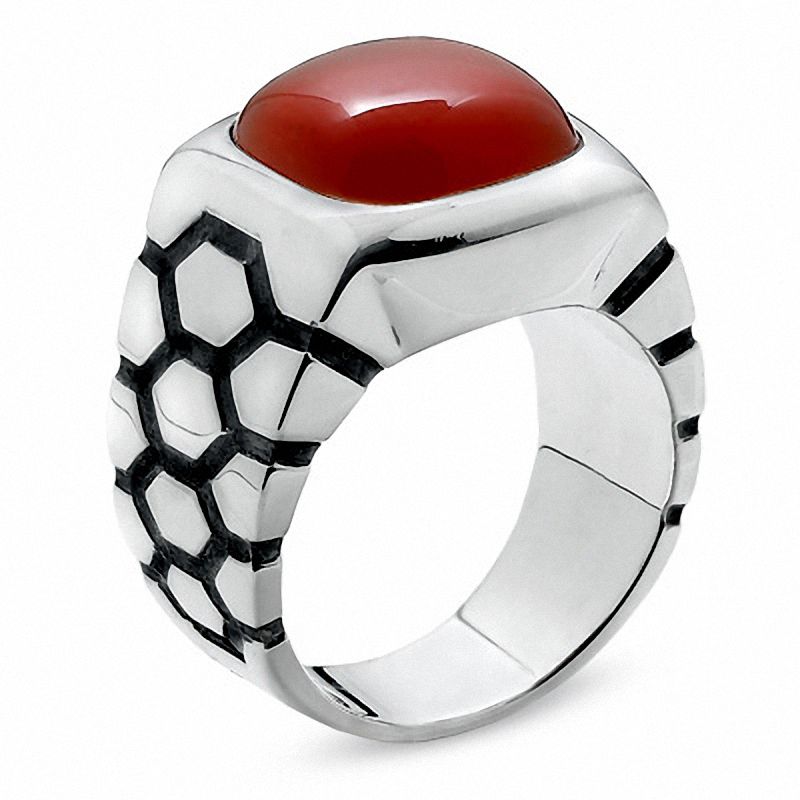 Main Image 2 of Men's Carnelian Ring in Sterling Silver