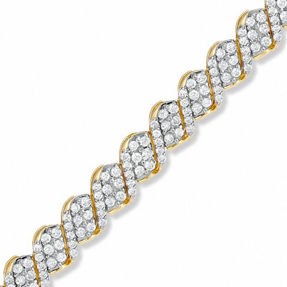 5 CT. T.w. Diamond Cluster Curve Bracelet in 14K Gold