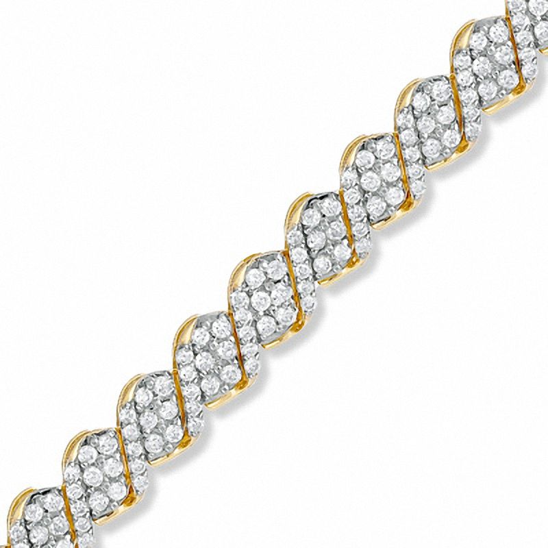Main Image 1 of 5 CT. T.W. Diamond Cluster Curve Bracelet in 14K Gold