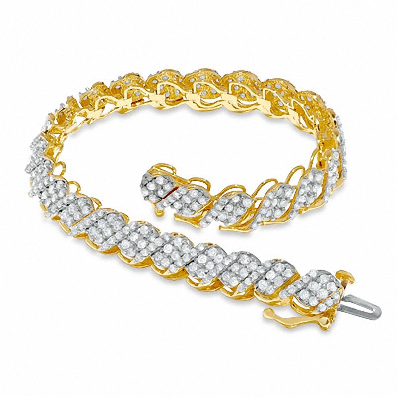Main Image 2 of 5 CT. T.W. Diamond Cluster Curve Bracelet in 14K Gold
