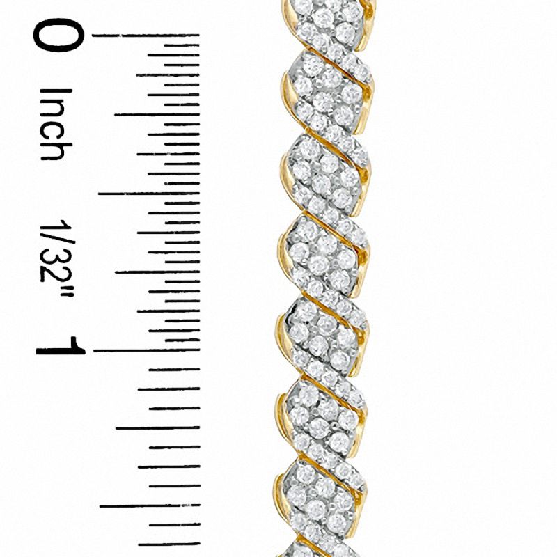 Main Image 3 of 5 CT. T.W. Diamond Cluster Curve Bracelet in 14K Gold