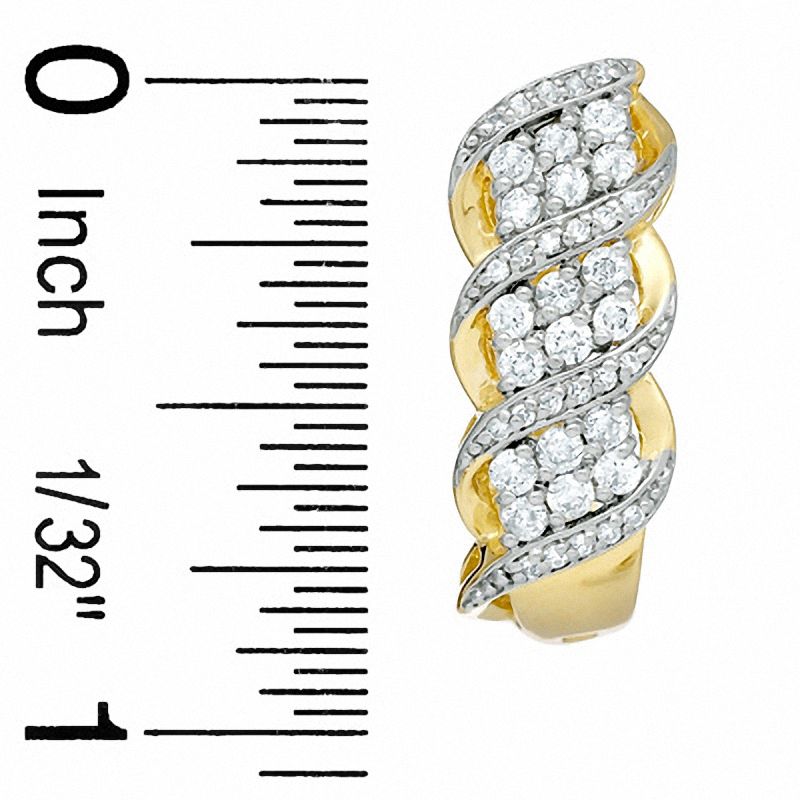 Main Image 2 of 1 CT. T.W. Diamond Cluster Curve Earrings in 14K Gold