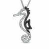 Thumbnail Image 1 of 1/5 CT. T.W. Enhanced Black and White Diamond Seahorse Pendant in 10K White Gold