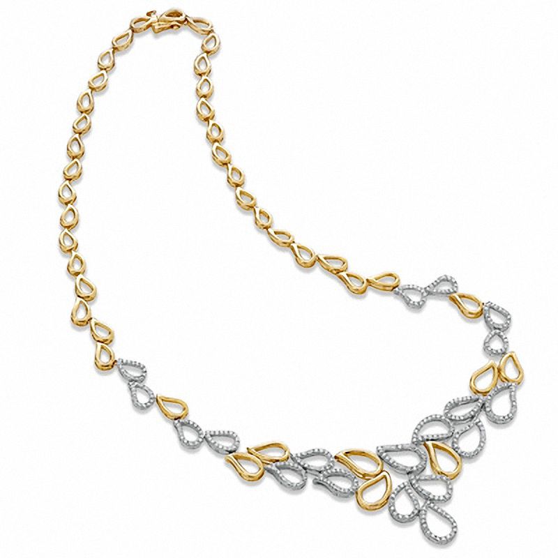 Main Image 1 of 2 CT. T.W. Diamond Paisley Necklace in 14K Two-Tone Gold