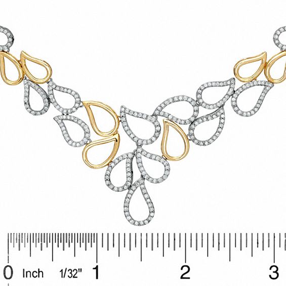 2 CT. T.w. Diamond Paisley Necklace in 14K Two-Tone Gold