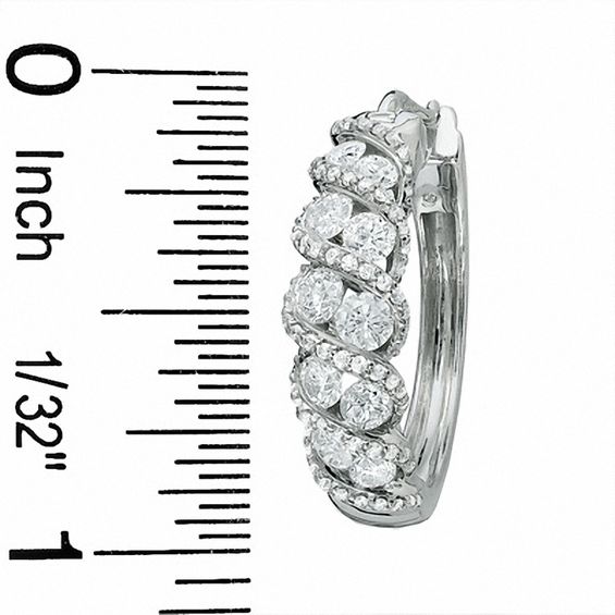 1 CT. T.w. Diamond Double Stone Curve Earrings in 10K White Gold