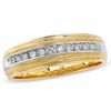 Thumbnail Image 0 of Men's 1/4 CT. T.W. Diamond Channel Milgrain Band in 14K Two-Tone Gold