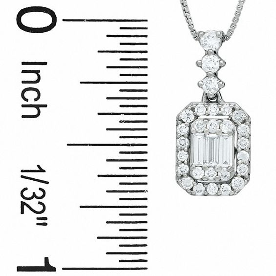 3/8 CT. T.w. Baguette Diamond Elongated Pendant in 14K White Gold