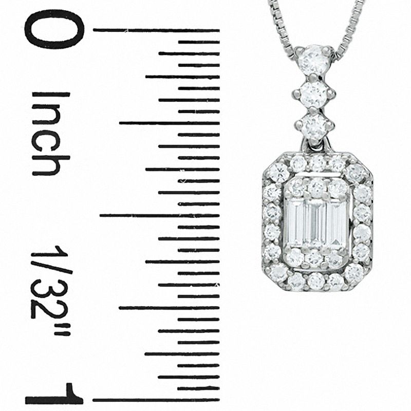 Main Image 2 of 3/8 CT. T.W. Baguette Diamond Elongated Pendant in 14K White Gold