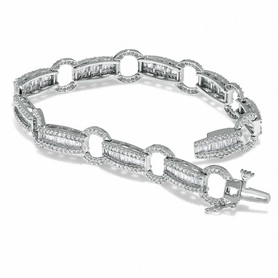 3 CT. T.w. Diamond Circle Track Bracelet in 14K White Gold