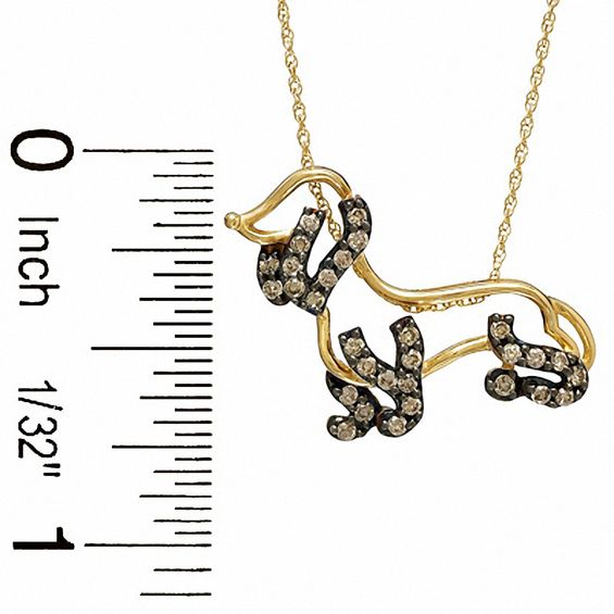1/3 CT. T.w. Champagne Diamond Dachshund Pendant in 10K Gold