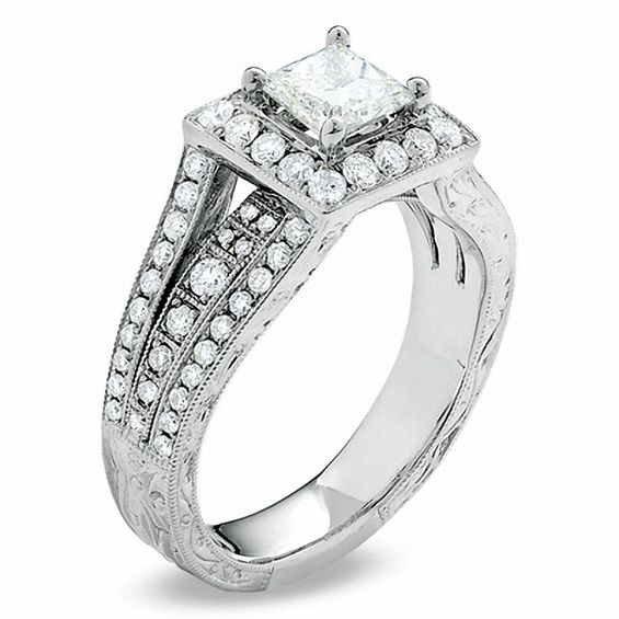 1-3/8 CT. T.w. Certified Princess-Cut Diamond Bridge Ring in 14K White Gold