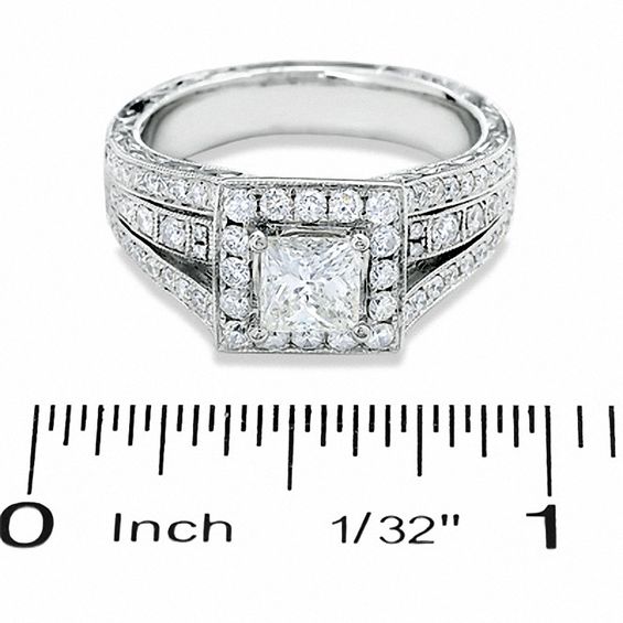 1-3/8 CT. T.w. Certified Princess-Cut Diamond Bridge Ring in 14K White Gold