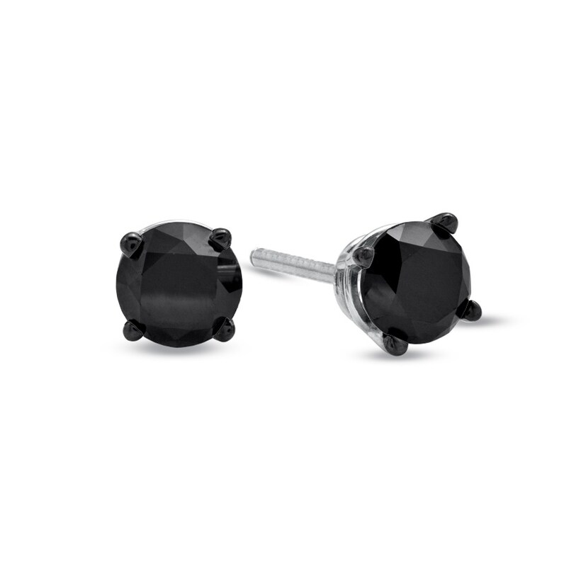 Main Image 1 of 1 CT. T.W. Black Diamond Stud Earrings in 10K White Gold