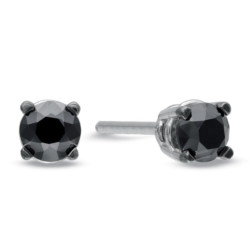 Main Image 1 of 1/2 CT. T.W. Black Diamond Stud Earrings in 10K White Gold