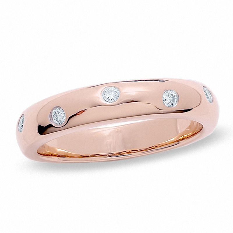 Main Image 1 of 1/7 CT. T.W. Diamond Five Stone Flush Stack Band in 14K Rose Gold