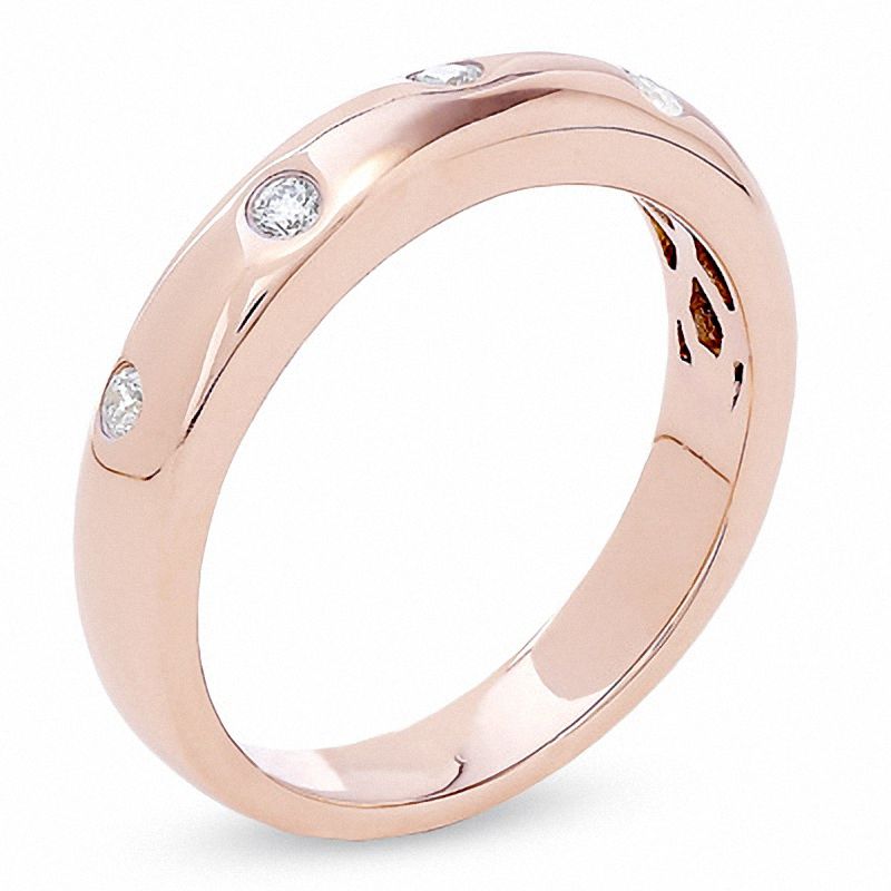 Main Image 2 of 1/7 CT. T.W. Diamond Five Stone Flush Stack Band in 14K Rose Gold