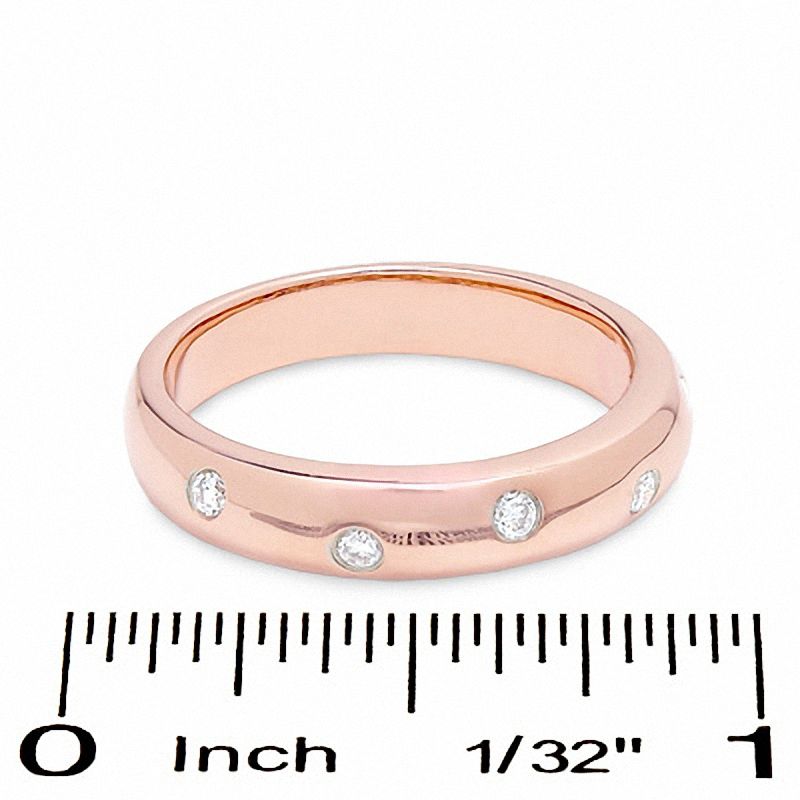Main Image 3 of 1/7 CT. T.W. Diamond Five Stone Flush Stack Band in 14K Rose Gold