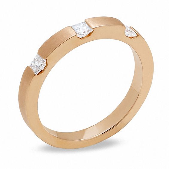 1/3 CT. T.w. Princess-Cut Diamond Stack Band in 14K Rose Gold