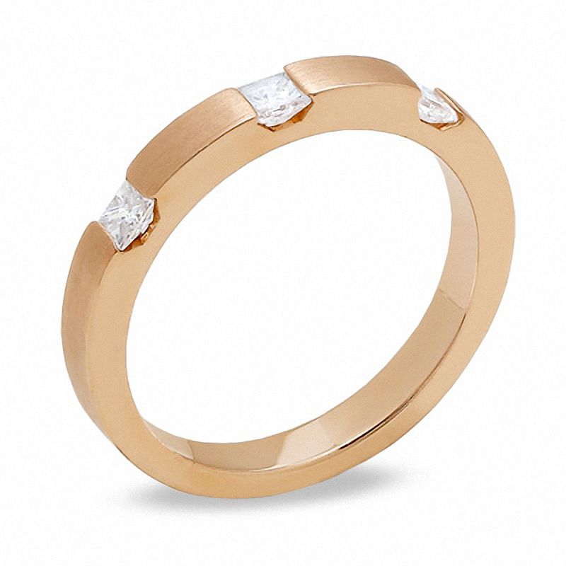 Main Image 2 of 1/3 CT. T.W. Princess-Cut Diamond Stack Band in 14K Rose Gold
