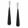 Thumbnail Image 1 of 2 CT. T.W. Enhanced Black and White Diamond Linear Bat Earrings in 10K White Gold