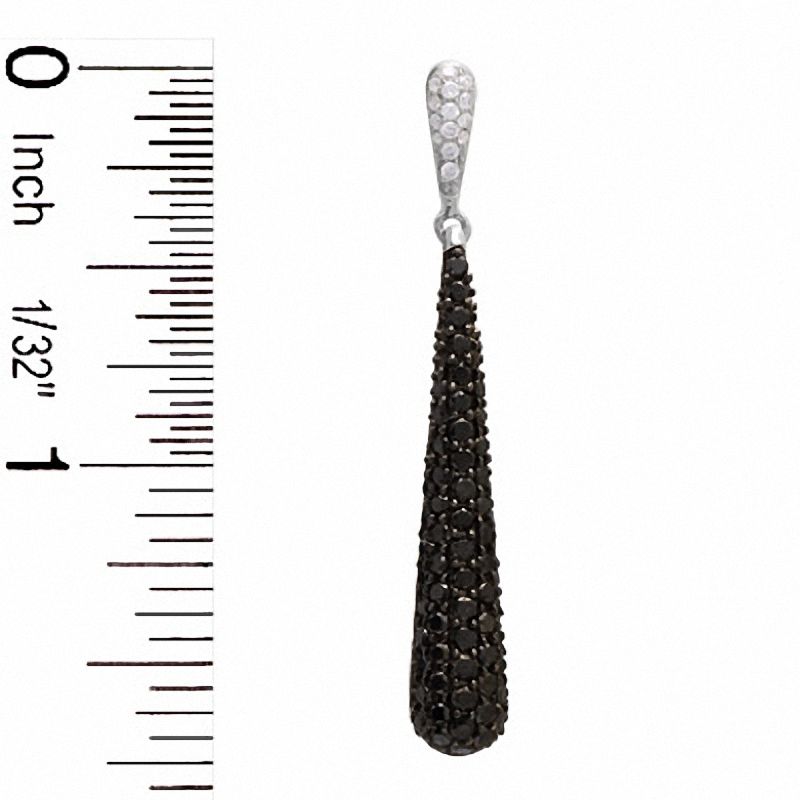 Main Image 2 of 2 CT. T.W. Enhanced Black and White Diamond Linear Bat Earrings in 10K White Gold