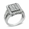 Thumbnail Image 2 of 1-1/2 CT. T.W. Diamond Triple Shank Rectangle Ring in 10K White Gold