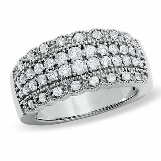 1 CT. T.w. Diamond Vintage Scallop Band in 14K White Gold