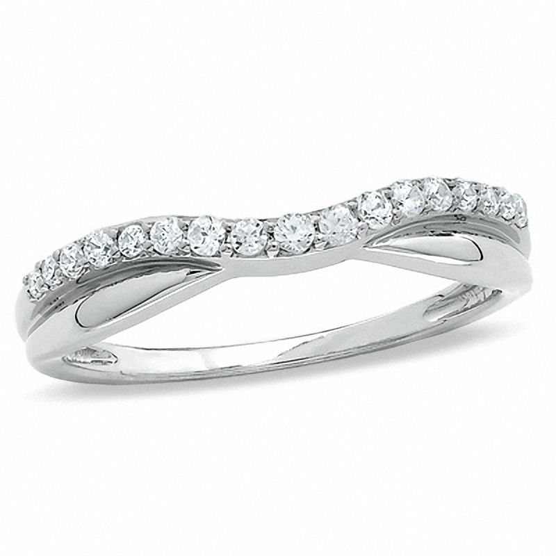 1/4 CT. T.W. Diamond Twist Contour Band in 14K White Gold