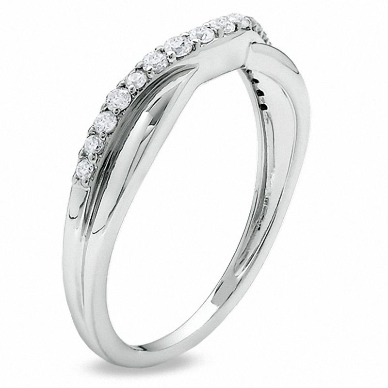 1/4 CT. T.W. Diamond Twist Contour Band in 14K White Gold