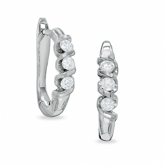 Sirenaâ¢ 1/3 CT. T.w. Diamond Three Stone Swirl Earrings in 14K White Gold