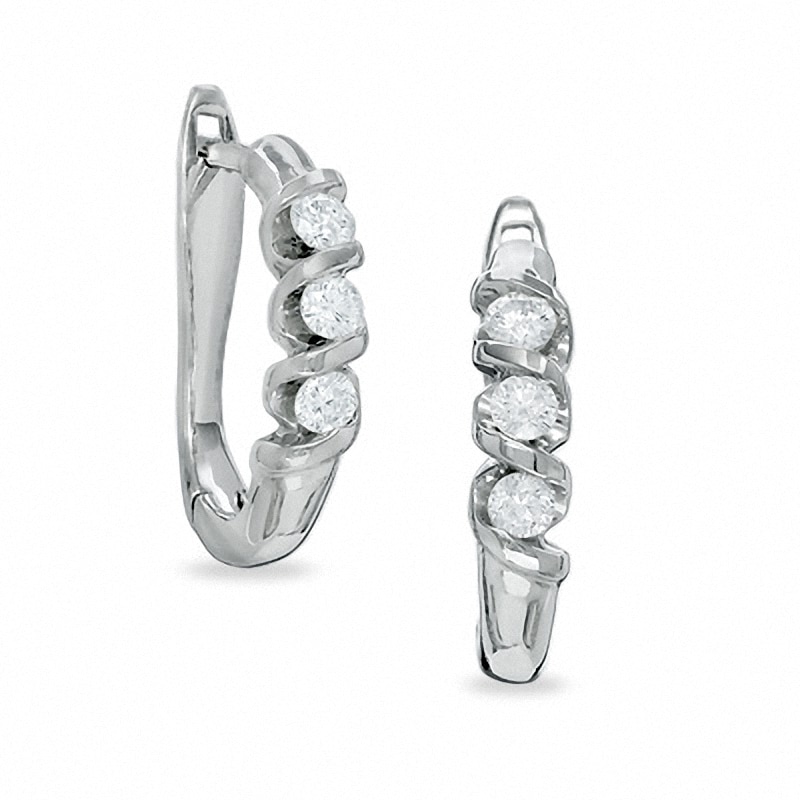 Main Image 1 of Sirena™ 1/3 CT. T.W. Diamond Three Stone Swirl Earrings in 14K White Gold