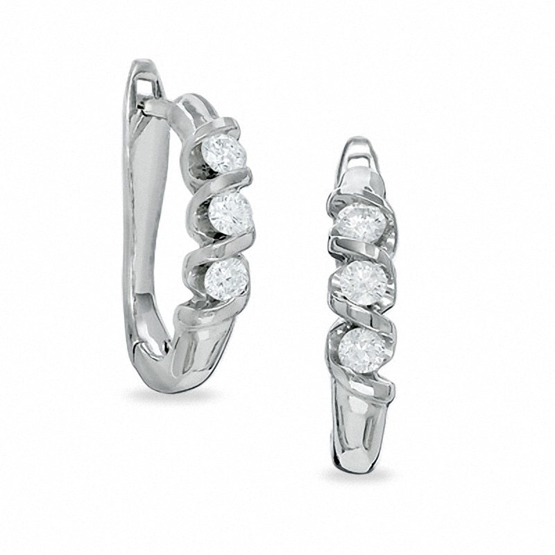 Sirena™ 1/3 CT. T.W. Diamond Three Stone Swirl Earrings in 14K White Gold