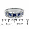Thumbnail Image 3 of 1/3 CT. T.W. Diamond and Princess-Cut Blue Sapphire Anniversary Band in 14K White Gold