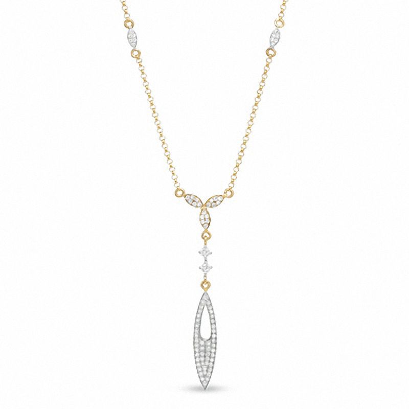 Main Image 1 of 1/2 CT. T.W. Diamond Ornate Teardrop Pendant in 14K Gold