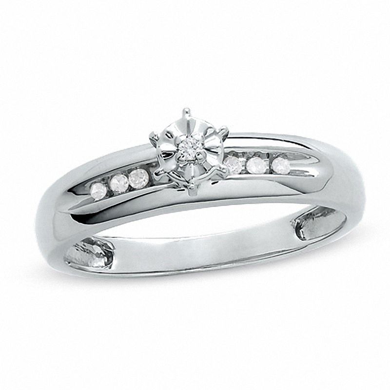 Diamond Accent Engagement Ring in 10K White Gold