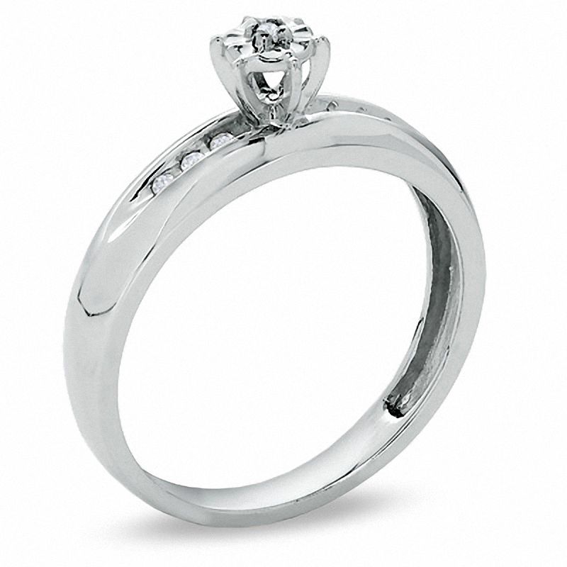 Diamond Accent Engagement Ring in 10K White Gold