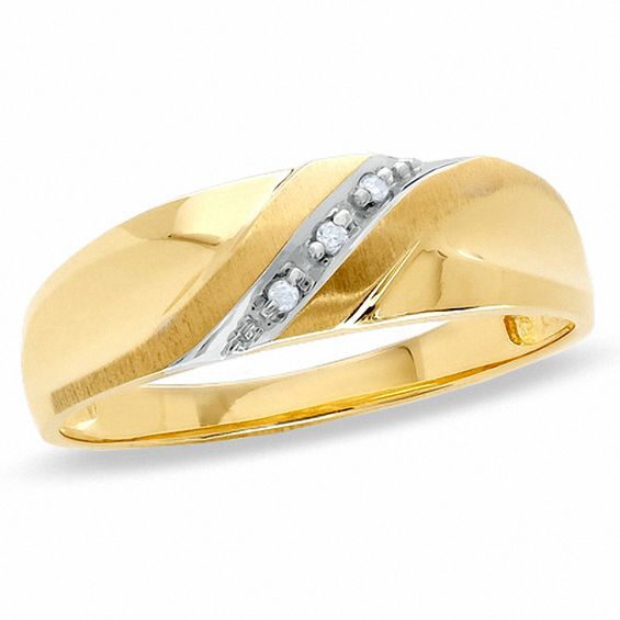 Diamond Accent Slant Wedding Band in 10K Gold