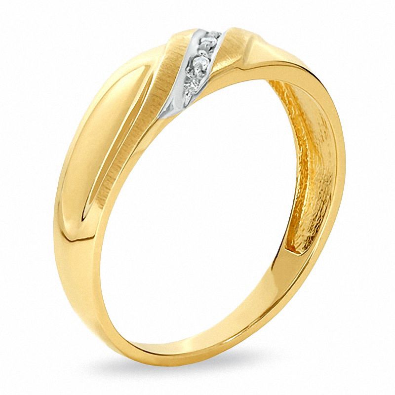 Main Image 2 of Diamond Accent Slant Wedding Band in 10K Gold
