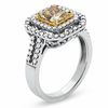Thumbnail Image 2 of 2 CT. T.W. Certified Fancy Yellow Diamond Double Framed Ring in 18K Two-Tone Gold