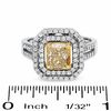 Thumbnail Image 3 of 2 CT. T.W. Certified Fancy Yellow Diamond Double Framed Ring in 18K Two-Tone Gold