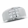 Thumbnail Image 1 of 3/4 CT. T.W. Square-Cut Diamond Three Row Satin Ring in 14K White Gold