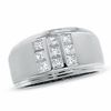 Thumbnail Image 0 of Men's 3/4 CT. T.W. Square-Cut Diamond Three Row Satin Ring in 14K White Gold