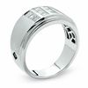 Thumbnail Image 1 of Men's 3/4 CT. T.W. Square-Cut Diamond Three Row Satin Ring in 14K White Gold