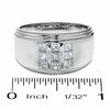 Thumbnail Image 2 of Men's 3/4 CT. T.W. Square-Cut Diamond Three Row Satin Ring in 14K White Gold