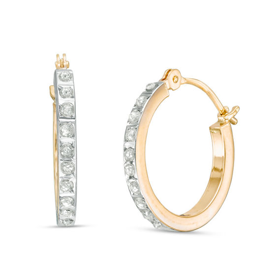 Diamond Fascinationâ¢ Hoop Earrings in 14K Gold