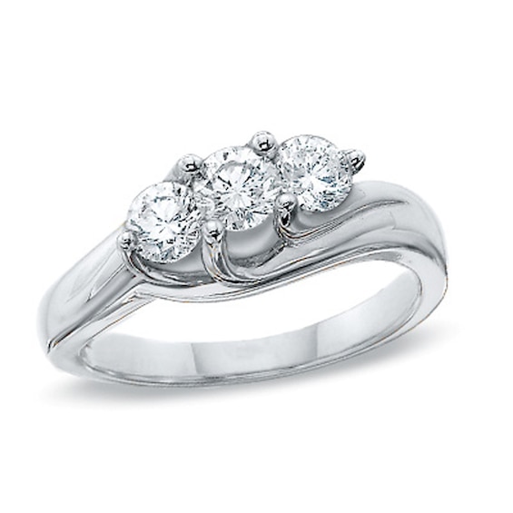 1 CT. T.w. Diamond Three Stone Ring in 14K White Gold