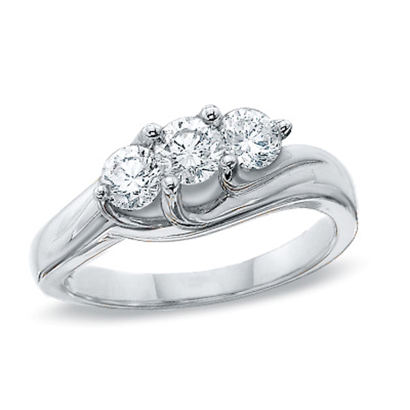 1 CT. T.W. Diamond Three Stone Ring in 14K White Gold