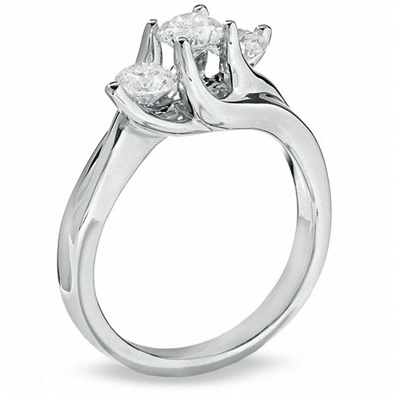 1 CT. T.w. Diamond Three Stone Ring in 14K White Gold